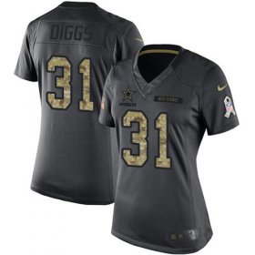 Wholesale Cheap Nike Cowboys #31 Trevon Diggs Black Women\'s Stitched NFL Limited 2016 Salute to Service Jersey