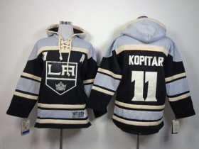 Wholesale Cheap Kings #11 Anze Kopitar Black Sawyer Hooded Sweatshirt Stitched Youth NHL Jersey