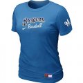 Wholesale Cheap Women's Milwaukee Brewers Nike Short Sleeve Practice MLB T-Shirt Indigo Blue