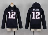 Wholesale Cheap Nike Patriots #12 Tom Brady Navy Blue Youth Player NFL Hoodie
