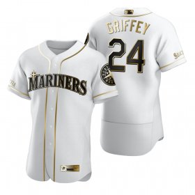 Wholesale Cheap Seattle Mariners #24 Ken Griffey Jr. White Nike Men\'s Authentic Golden Edition MLB Jersey