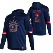 Wholesale Cheap New York Rangers #2 Brian Leetch Adidas Reverse Retro Pullover Hoodie Navy