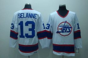 Wholesale Cheap Jets #13 Teemu Selanne Stitched White CCM Throwback NHL Jersey