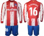 Wholesale Cheap Men 2021-2022 Club Atletico Madrid home red Long Sleeve 16 Soccer Jersey