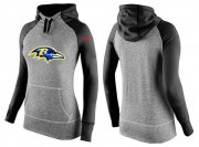 Wholesale Cheap Women's Nike Baltimore Ravens Performance Hoodie Grey & Black_2