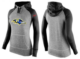Wholesale Cheap Women\'s Nike Baltimore Ravens Performance Hoodie Grey & Black_2