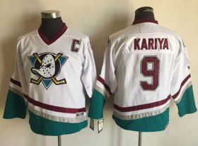 Wholesale Cheap Ducks #9 Paul Kariya White CCM Throwback Youth Stitched NHL Jersey