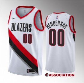 Wholesale Cheap Men\'s Portland Trail Blazers #00 Scoot Henderson White 2023 Draft Association Edition Stitched Basketball Jersey