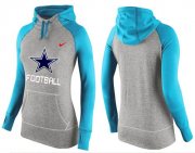 Wholesale Cheap Women's Nike Dallas Cowboys Performance Hoodie Grey & Light Blue