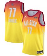 Cheap Men's 2023 All-Star #77 Luka Doncic Orange Game Swingman Stitched Basketball Jersey