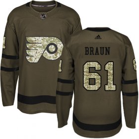 Wholesale Cheap Adidas Flyers #61 Justin Braun Green Salute to Service Stitched NHL Jersey