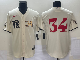 Cheap Men\'s Texas Rangers #34 Nolan Ryan Number Cream 2023 City Connect Stitched Baseball Jersey