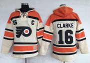 Wholesale Cheap Flyers #16 Bobby Clarke Cream Sawyer Hooded Sweatshirt Stitched NHL Jersey