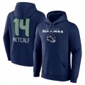 Cheap Men's Seattle Seahawks #14 DK Metcalf Navy Team Wordmark Player Name & Number Pullover Hoodie