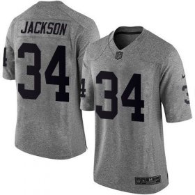 Wholesale Cheap Nike Raiders #34 Bo Jackson Gray Men\'s Stitched NFL Limited Gridiron Gray Jersey