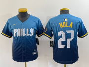 Cheap Women's Philadelphia Phillies #27 Aaron Nola Blue 2024 City Connect Limited Stitched Jersey