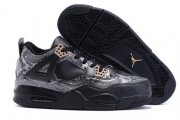 Wholesale Cheap Air Jordan 4 Snake Shoes Black/silver-gold