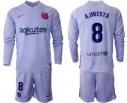 Wholesale Cheap Men 2021-2022 Club Barcelona Second away purple Long Sleeve 8 Soccer Jersey