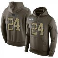Wholesale Cheap NFL Men's Nike Seattle Seahawks #24 Marshawn Lynch Stitched Green Olive Salute To Service KO Performance Hoodie