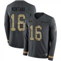 Wholesale Cheap Nike 49ers #16 Joe Montana Anthracite Salute to Service Men's Stitched NFL Limited Therma Long Sleeve Jersey