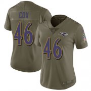 Wholesale Cheap Nike Ravens #46 Morgan Cox Olive Women's Stitched NFL Limited 2017 Salute to Service Jersey