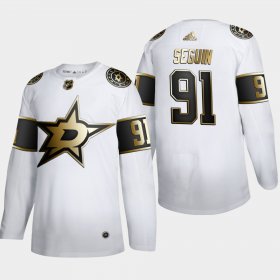 Wholesale Cheap Dallas Stars #91 Tyler Seguin Men\'s Adidas White Golden Edition Limited Stitched NHL Jersey