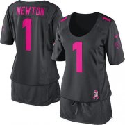 Wholesale Cheap Nike Panthers #1 Cam Newton Dark Grey Women's Breast Cancer Awareness Stitched NFL Elite Jersey