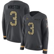 Wholesale Cheap Nike Buccaneers #3 Jameis Winston Anthracite Salute to Service Women's Stitched NFL Limited Therma Long Sleeve Jersey