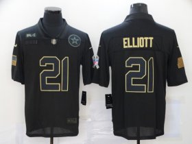 Wholesale Cheap Men\'s Dallas Cowboys #21 Ezekiel Elliott Black 2020 Salute To Service Stitched NFL Nike Limited Jersey