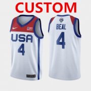 Wholesale Cheap Men's USA Team Custom Home White 2021 Tokyo Olympics Jersey