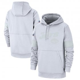 Wholesale Cheap New York Jets Nike NFL 100 2019 Sideline Platinum Therma Pullover Hoodie White