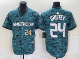 Wholesale Cheap Men's Seattle Mariners #24 Ken Griffey Number Teal 2023 All Star Cool Base Stitched Jersey