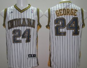 Wholesale Cheap Indiana Pacers #24 Paul George Revolution 30 Swingman White With Pinstripe Jersey