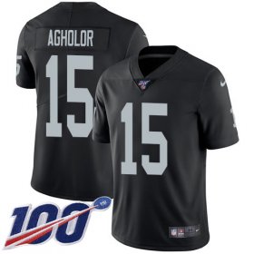 Wholesale Cheap Nike Raiders #15 Nelson Agholor Black Team Color Youth Stitched NFL 100th Season Vapor Untouchable Limited Jersey