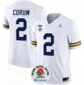 Cheap Men's Michigan Wolverines #2 Blake Corum 2023 F.U.S.E. White Rose Bowl Patch Stitched Jersey