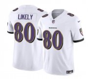 Cheap Men's Baltimore Ravens #80 Isaiah Likely White 2023 F.U.S.E. Vapor Limited Football Stitched Jersey