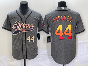 Wholesale Cheap Men\'s Houston Astros #44 Yordan Alvarez Number Grey Gridiron Cool Base Stitched Baseball Jersey