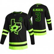 Wholesale Cheap Dallas Stars #3 John Klingberg Black Men's Adidas 2020-21 Reverse Retro Alternate NHL Jersey