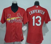 Wholesale Cheap Cardinals #13 Matt Carpenter Red Women's Alternate Stitched MLB Jersey