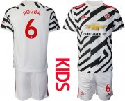Wholesale Cheap Youth 2020-2021 club Manchester united away 6 white Soccer Jerseys