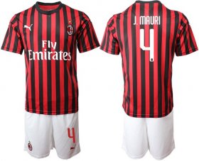 Wholesale Cheap AC Milan #4 J.Mauri Home Soccer Club Jersey