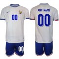Cheap Men's France Custom White 2024-25 Away Soccer Jersey Suit