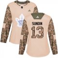 Wholesale Cheap Adidas Maple Leafs #13 Mats Sundin Camo Authentic 2017 Veterans Day Women's Stitched NHL Jersey