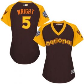 Wholesale Cheap Mets #5 David Wright Brown 2016 All-Star National League Women\'s Stitched MLB Jersey