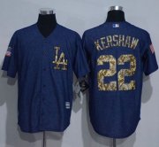 Wholesale Cheap Dodgers #22 Clayton Kershaw Denim Blue Salute to Service Stitched MLB Jersey