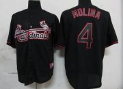Wholesale Cheap Cardinals #4 Yadier Molina Black Fashion Stitched MLB Jersey