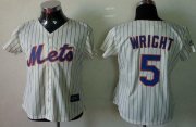 Wholesale Cheap Mets #5 David Wright Cream(Blue Strip) Women's Fashion Stitched MLB Jersey