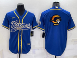 Wholesale Cheap Men's Los Angeles Rams Blue Team Big Logo With Patch Cool Base Stitched Baseball Jersey