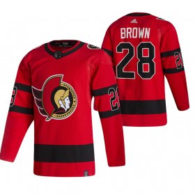 Wholesale Cheap Ottawa Senators #28 Connor Brown Red Men\'s Adidas 2020-21 Reverse Retro Alternate NHL Jersey