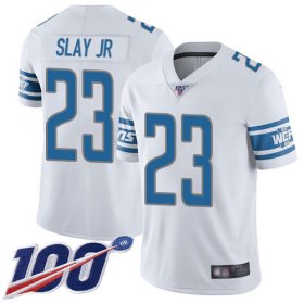 Wholesale Cheap Nike Lions #23 Darius Slay Jr White Men\'s Stitched NFL 100th Season Vapor Limited Jersey